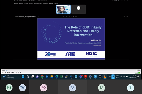 Screenshot of CDIC President Mr. William Su speaking at the IADI ARC TAW
