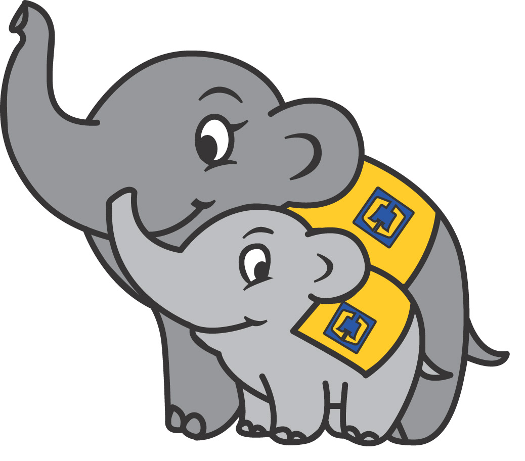 The original mascot is a pair of mother and son elephants