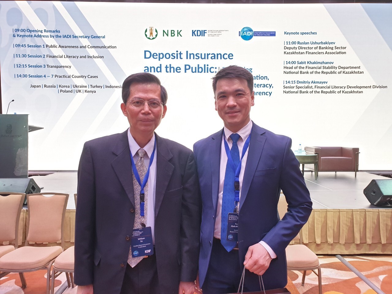 本公司總經理蘇財源（左）與哈薩克存保機構董事長（右）Mr. Nurlan Abdrakhmanov合影。